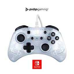 PDP Rock Candy Wired Gaming Switch Pro Controller - Frost White / Clear - Licensed for Switch and OLED - Compact, Durable Travel Controller - Nintendo Switch