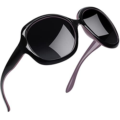 Óculos de Sol Feminino Polarizados Joopin Armação Grande óculos Escuros para Mulheres Vintage Senhoras Tons (Preto Roxo)