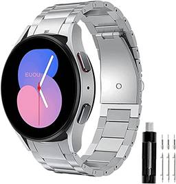 Lifenova Pulseira de relógio de titânio para Samsung Galaxy Watch 5 Pro sem lacunas de metal, para Galaxy Watch 5 4, 5Pro 40 mm 44 mm 45 mm pulseira de titânio (prata)