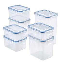 Tampas de armazenamento de alimentos LOCK & LOCK Easy Essentials, sem BPA, 14 peças – Retângulo alto, transparente