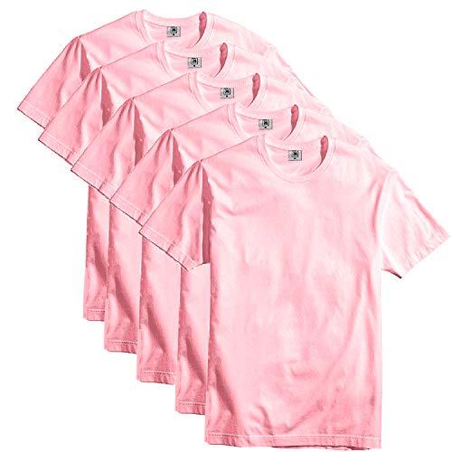 Kit Com 5 Camisetas Slim Masculina Básica Algodão Part.B (Rosa, G)