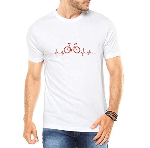 Camiseta Criativa Urbana Bicicleta Ciclismo Pulsação - Masculina Branco G