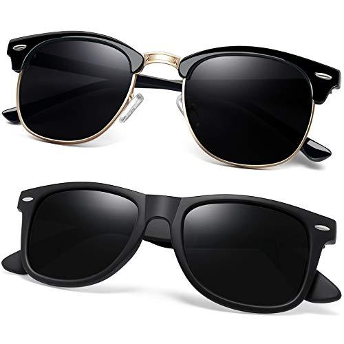 Joopin Óculos de Sol Masculinos Femininos Polarizados Quadrado Óculos de Sol Esportivos para Dirigir UV Proteção (Preto Fosco+Preto Brilhante )