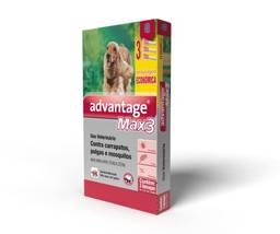 Antipulgas Advantage Max3 Bayer para Cães de 10kg até 25kg - 3 Bisnagas de 2,5ml