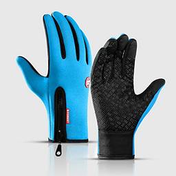 Domary Luvas de ciclismo com tela sensível ao toque impermeável velo térmico luvas esportivas para caminhadas e esqui
