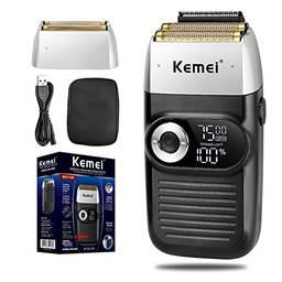 KEMEI Foil Shaver Barber for Men,Electric Razor Rechargeable with Beard Trimmer,Cordless Lithium Titanium Foil Shavers with Travel Case