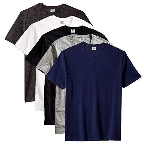 Kit com 5 Camiseta Masculina Básica Algodão Premium (Chumbo, M)