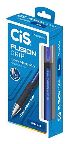 CIS Fusion Grip - Caneta Esferográfica, Caixa 12 Unidades, Azul