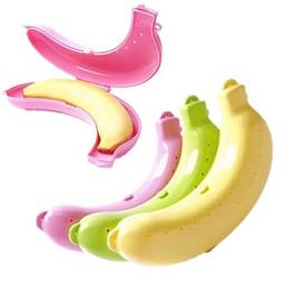 Lancheira Infantil de Banana 4Leader - Kit com 3 Potes | Ideal para Frutas e Lanches | Pote Porta Banana | Mantenha a Alimentação Saudável do seu Filho com Proteção e Diversão na Escolinha
