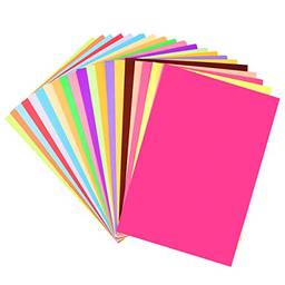 SUPVOX Papel de cartão colorido, 21 x 28 cm, 100 folhas, 20 cores, kit clássico de cartolina para iniciantes, estoque de dupla face para fazer scrapbook