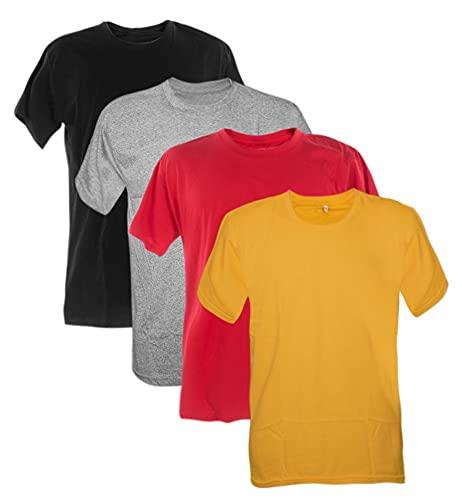 Kit 4 Camisetas 100% Algodão 30.1 Penteadas (Preto, Mescla, Vermelho, Ouro, GG)