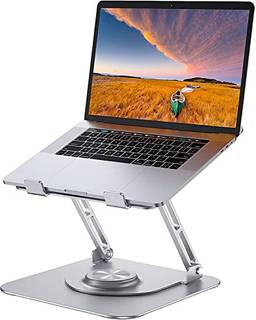 Suporte de laptop para mesa, suporte de computador ajustável com base giratória de 360 °, suporte de laptop ergonômico para trabalho colaborativo, suporte de laptop dobrável e portátil, adequado para todos os laptops de 10 a 17 " (cinza)