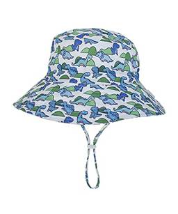 Chapéu de sol para bebê verão chapéus para menino de bebê UPF 50+ Proteção solar para criança chapéu balde para bebê menina boné ajustável (dinossauro, 52-54 cm / 2-5 T)