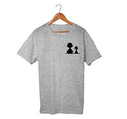 Camiseta Unissex Charlie Snoopy Desenho Nostalgico 100% Algodão (Cinza, G)