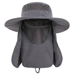 Chapéu De Sol De Pesca,Sailsbury Chapéu de sol de aba larga com aba destacável no pescoço e capa de rosto masculino e feminino boné de pesca ao ar livre chapéu de viagem