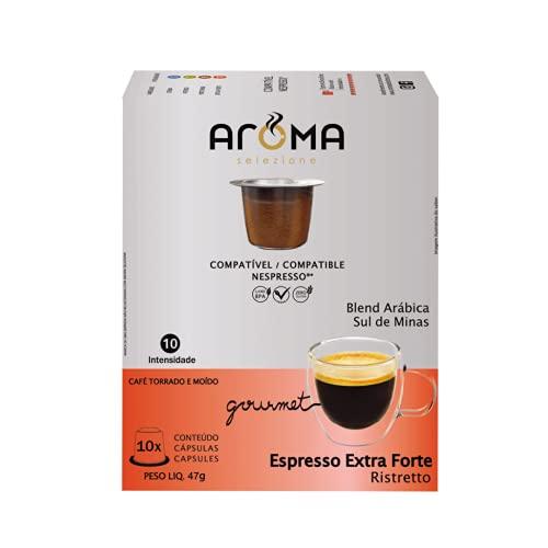 Cápsulas de Café Espresso Extra Forte Aroma, Compatível com Nespresso, Contém 10 cápsulas