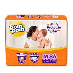 Fralda Pom Pom Protek Proteção de Mãe Hiper M 86 Unidades