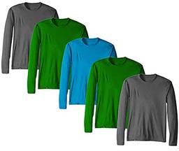 KIT 5 Camisetas Proteção Solar Permanente UV50+ Tecido Gelado – Slim Fitness – GG 2 Cinza - 2 Verde - 1 Verde Água