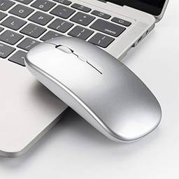Domary Mouse 2.4G sem fio ultrafino silencioso mouse portátil e elegante mouse recarregável 10m / 33 pés transmissão sem fio (prata)