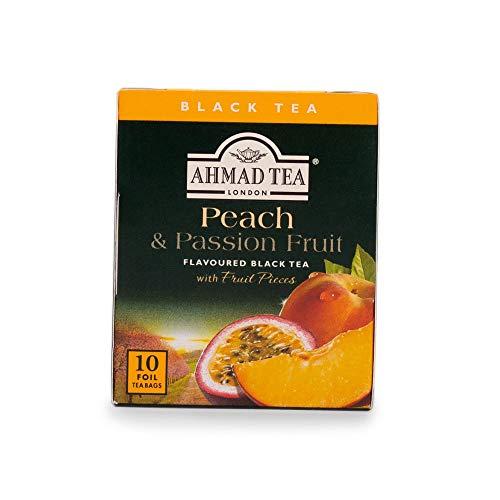 Chá Preto Peach & Passion Fruit Ahmad Tea London, 10 saquinhos de chá, 20g