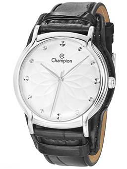 Relógio Champion Feminino CN20364C, kit com colar e brincos, pulseira em couro sintético