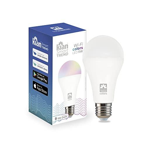 Lâmpada Led Bulbo Inteligente 11W RGB Bivolt Kian - Compatível Alexa, Google Assitente - Wi-Fi Colors, LÂMPADA LED A65 11W SMART KIAN