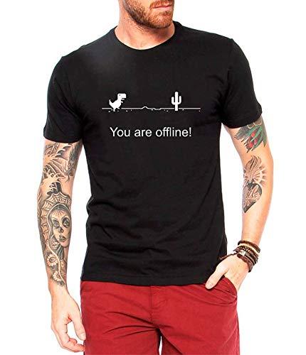 Camiseta Masculina Criativa Urbana You Are Offline Dinosaur Game Preta