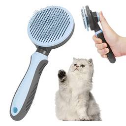 FYY Escova para cães e gatos para derramamento, escova de higiene de cachorro autolimpante escova para animais de estimação para cães de pelo longo ou curto e gatos suprimentos de higiene azul