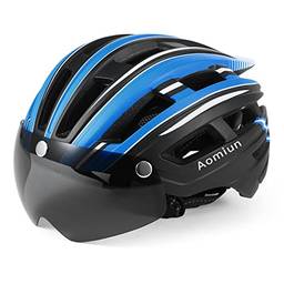 KKcare Capacete de mountain bike capacete de motociclismo com luz de fundo viseira magnética destacável de proteção UV para homens mulheres