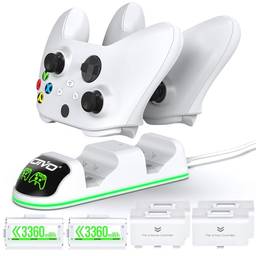 Carregador de controlador compatível com Xbox Series X|S/Xbox One, estação de carregamento com 2 x 1300 mAh kit de bateria recarregável, base de carregamento dupla OIVO para Xbox One/One Elite/Series X|S