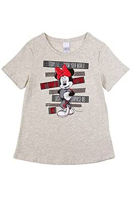 Camiseta Manga Curta Minnie, Juvenil Meninas, Disney, Mescla Claro, 10