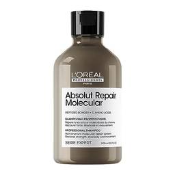 L’Oréal Professionnel Shampoo Absolut Repair Molecular, Repara Danos e Restaura Todos os Tipos de Cabelos Danificados, Sem Sulfato, SERIE EXPERT, 300ml