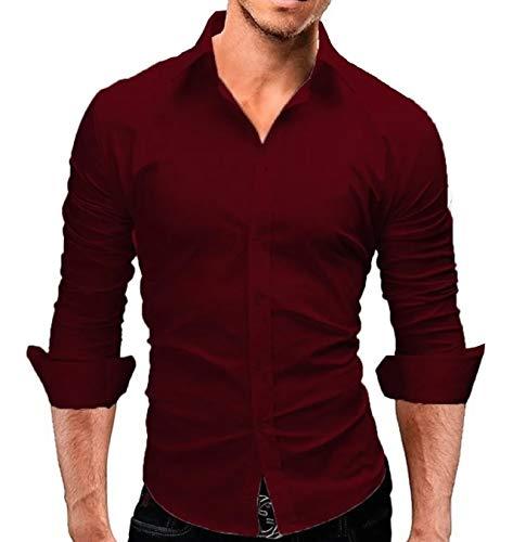 Camisa Masculina Slim fit Luxo Basic Vermelho Marsala (P)
