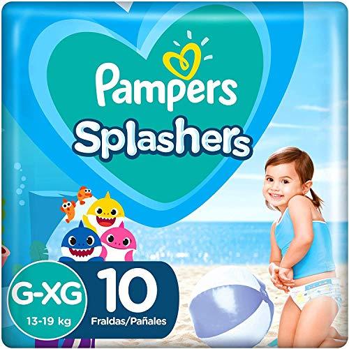 Fraldas Descartáveis Para Água Pampers Splashers Baby Shark G-XG 10 fraldas