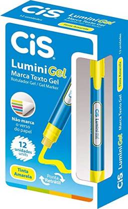 Marca Texto Lumini Gel, CIS 55.0400, Amarelo, Pacote de 12