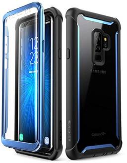 i-Blason Capa para Galaxy S9+ Plus versão 2018, capa amortecedora transparente resistente de corpo inteiro Ares com protetor de tela integrado, Preto/azul