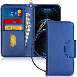 Capa FYY para iPhone 12 Pro/iPhone 12 5G 6,1 polegadas, [Recurso de suporte] Capa carteira de couro PU luxuosa com [compartimentos para cartão] e [bolsos para notas] para iPhone 12 Pro/iPhone 12 5G 6,1" Azul