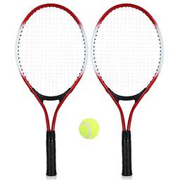 Raquete de tênis,KKcare 2 raquetes de tênis infantil raquete de tênis de corda com 1 bola de tênis e bolsa de capa