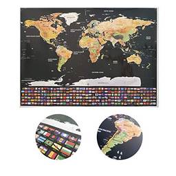 Mapa Do Mundo De Raspar Bandeiras Tamanho Grande 80x60cm Scratch Map