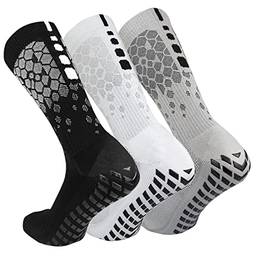ZEYUAN 3 pares de meias de futebol antiderrapantes para homens e mulheres respiráveis atléticas com garras para futebol, basquete, yoga, corrida, ciclismo