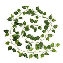 Kicode — Guirlanda de folhas de videira Evergreen para decoração de casa, interior e exterior, 200 cm