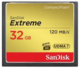 Cartão Compact Flash 32Gb SanDisk Extreme 120MB/s (800X) UDMA 7 Full HD