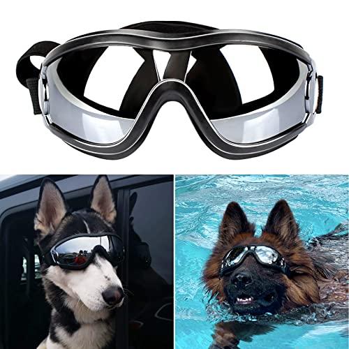 Óculos de sol para cães PEDOMUS com alça ajustável para viagem de esqui e antiembaçamento para cães e óculos de neve para cães de médio a grande portePEDOMUS Large preto PET-GLASS-001-CA