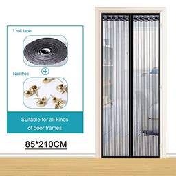 KKmoon Porta de tela magnética com cortina de malha, rede mosquiteira de entrada para insetos com fita de fixação de moldura completa