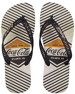 Sandálias Coca-Cola, Badge Lines, Branco/Preto, Masculino, 40