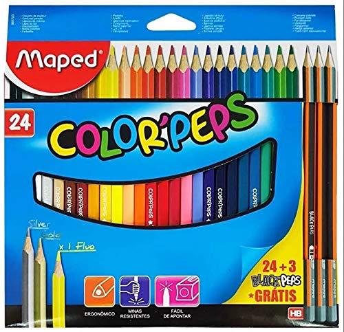 Lápis de Cor, Maped, Color Peps, 983703, 24 Cores + 3 Grafite