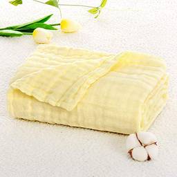 BWinka Toalhas de banho super macias de musselina de algodão para recém-nascido/crianças brancas também para cobertor de bebê (105 x 105 cm) (amarelo)