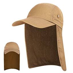Domary Chapéu de proteção solar masculino UPF 50+ boné de aba larga pesca boné de sol com aba de pescoço