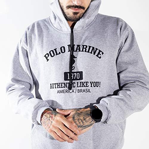 Blusa Moletom Polo Marine Masculina Coleção de Inverno (Cinza, GG)