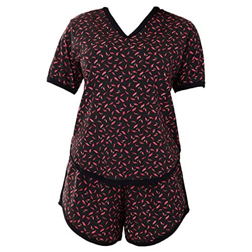 Pijama Fadinha Tecido Refrescante Short Cós Alto Click Mais Bonita (M, Preto)